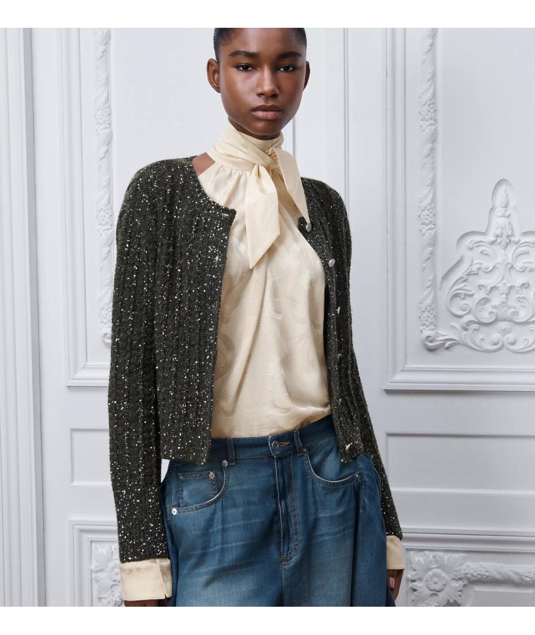 CHRISTIAN DIOR Зеленый полиамидовый кардиган, фото 3