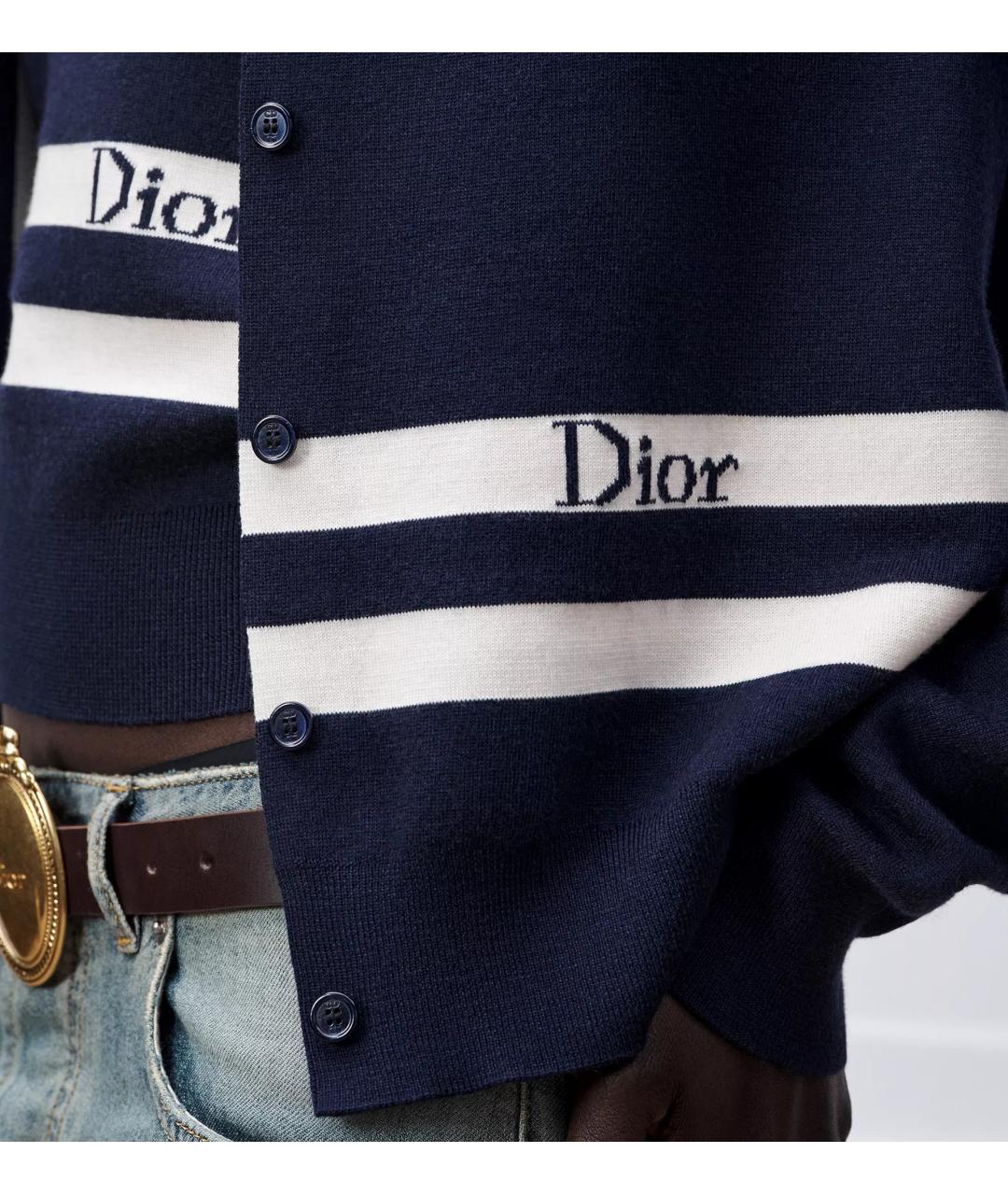 CHRISTIAN DIOR Темно-синий шерстяной кардиган, фото 4