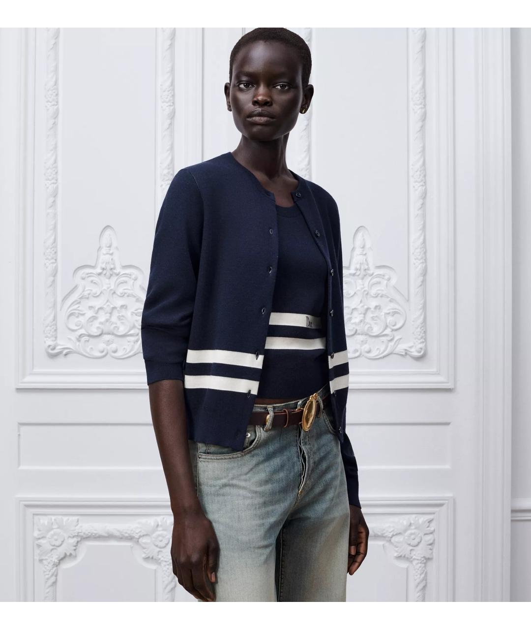 CHRISTIAN DIOR Темно-синий шерстяной кардиган, фото 3