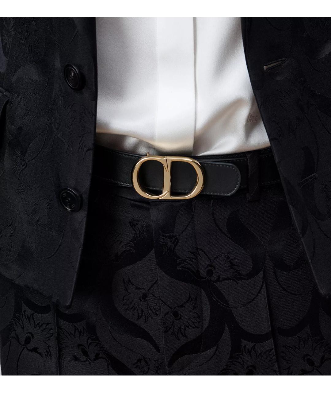 CHRISTIAN DIOR Черный кожаный ремень, фото 2