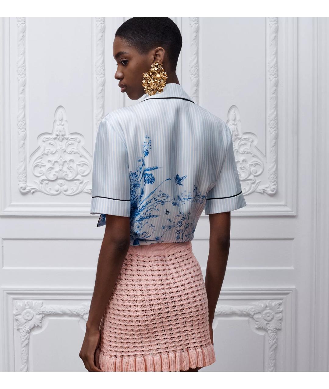 CHRISTIAN DIOR Голубая шелковая рубашка, фото 4
