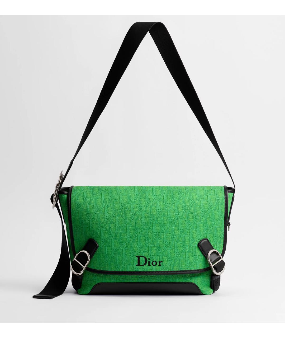 CHRISTIAN DIOR Зеленая тканевая сумка на плечо, фото 6