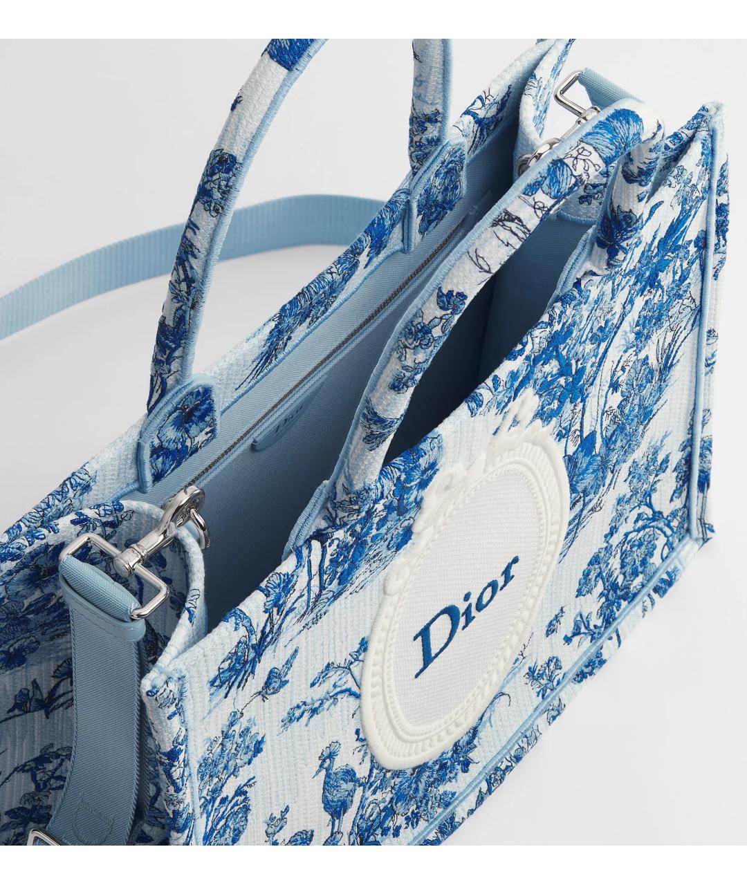CHRISTIAN DIOR Синяя тканевая сумка тоут, фото 3