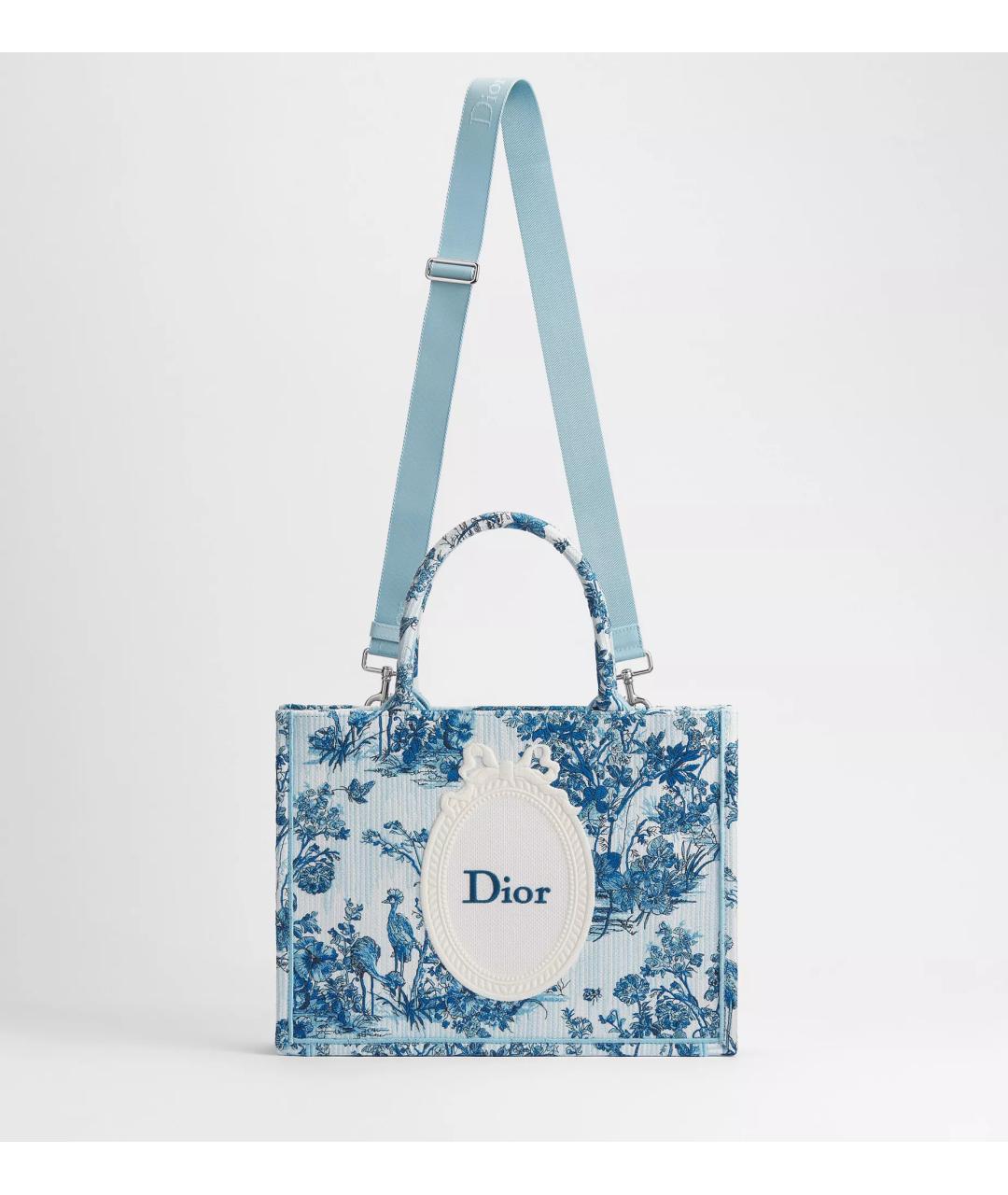 CHRISTIAN DIOR Синяя тканевая сумка тоут, фото 4