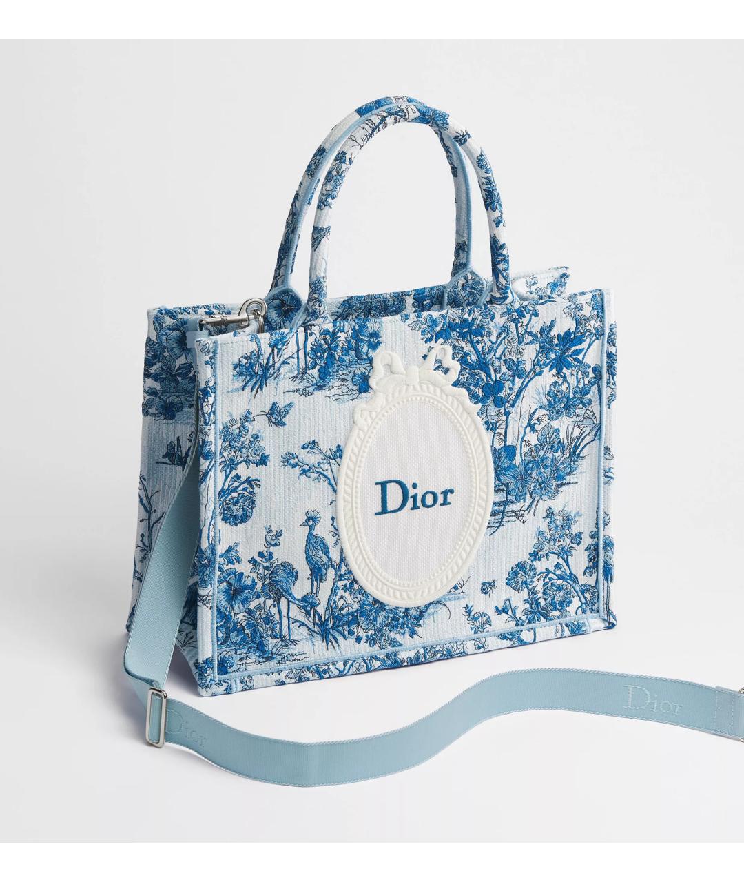 CHRISTIAN DIOR Синяя тканевая сумка тоут, фото 2