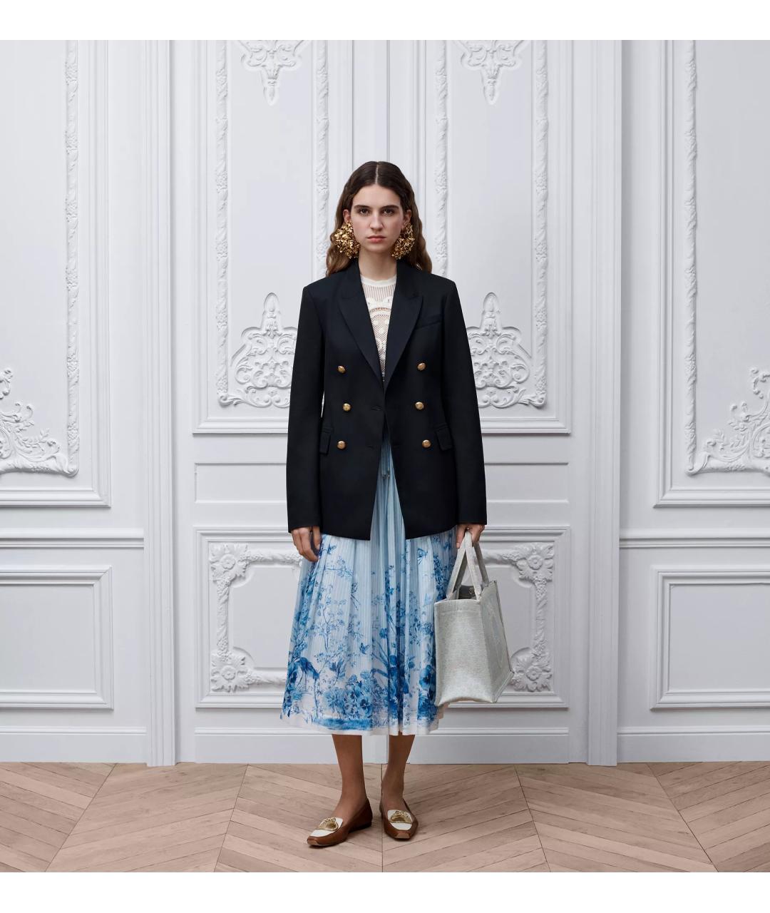 CHRISTIAN DIOR Голубая хлопковая юбка миди, фото 2