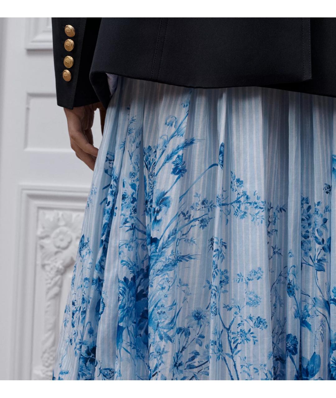 CHRISTIAN DIOR Голубая хлопковая юбка миди, фото 4