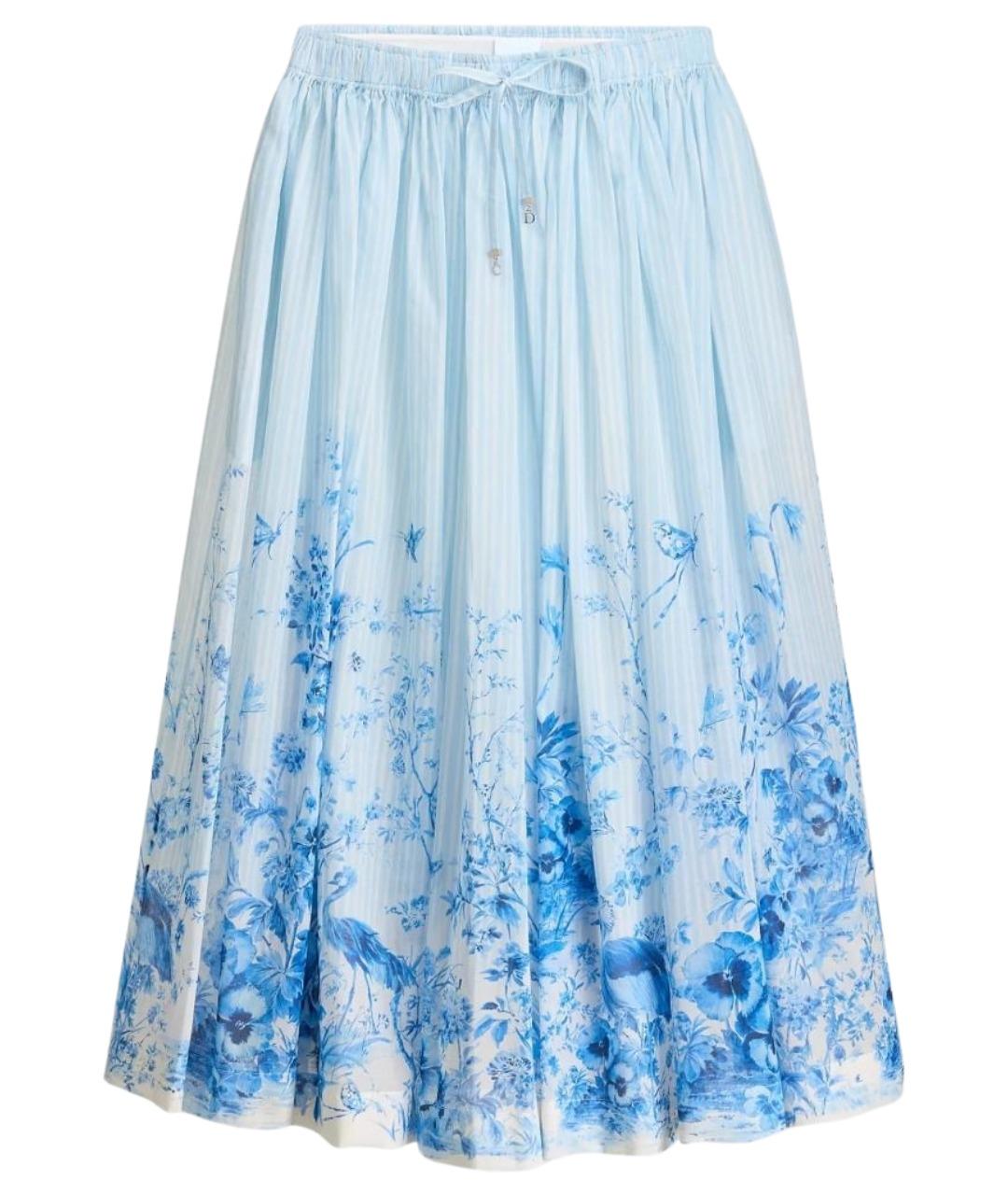 CHRISTIAN DIOR Голубая хлопковая юбка миди, фото 1