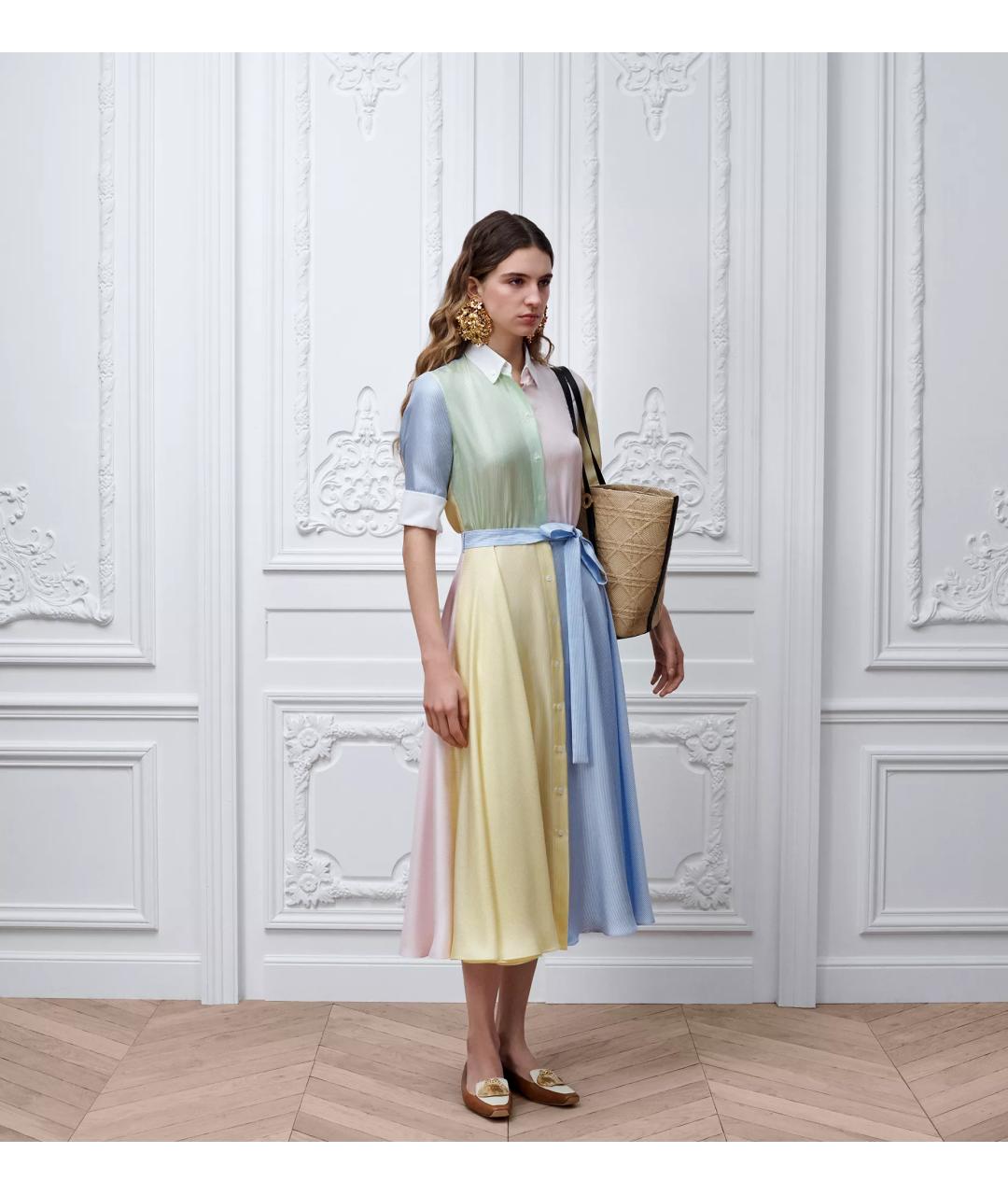 CHRISTIAN DIOR Мульти шелковое повседневное платье, фото 2