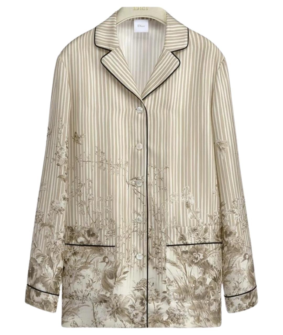 CHRISTIAN DIOR Бежевая шелковая рубашка, фото 1