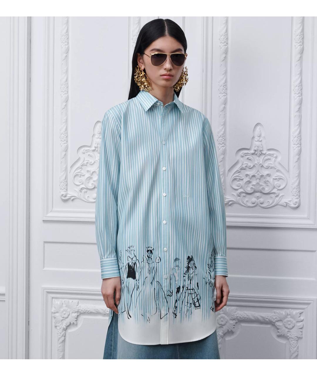 CHRISTIAN DIOR Голубая хлопковая рубашка, фото 3