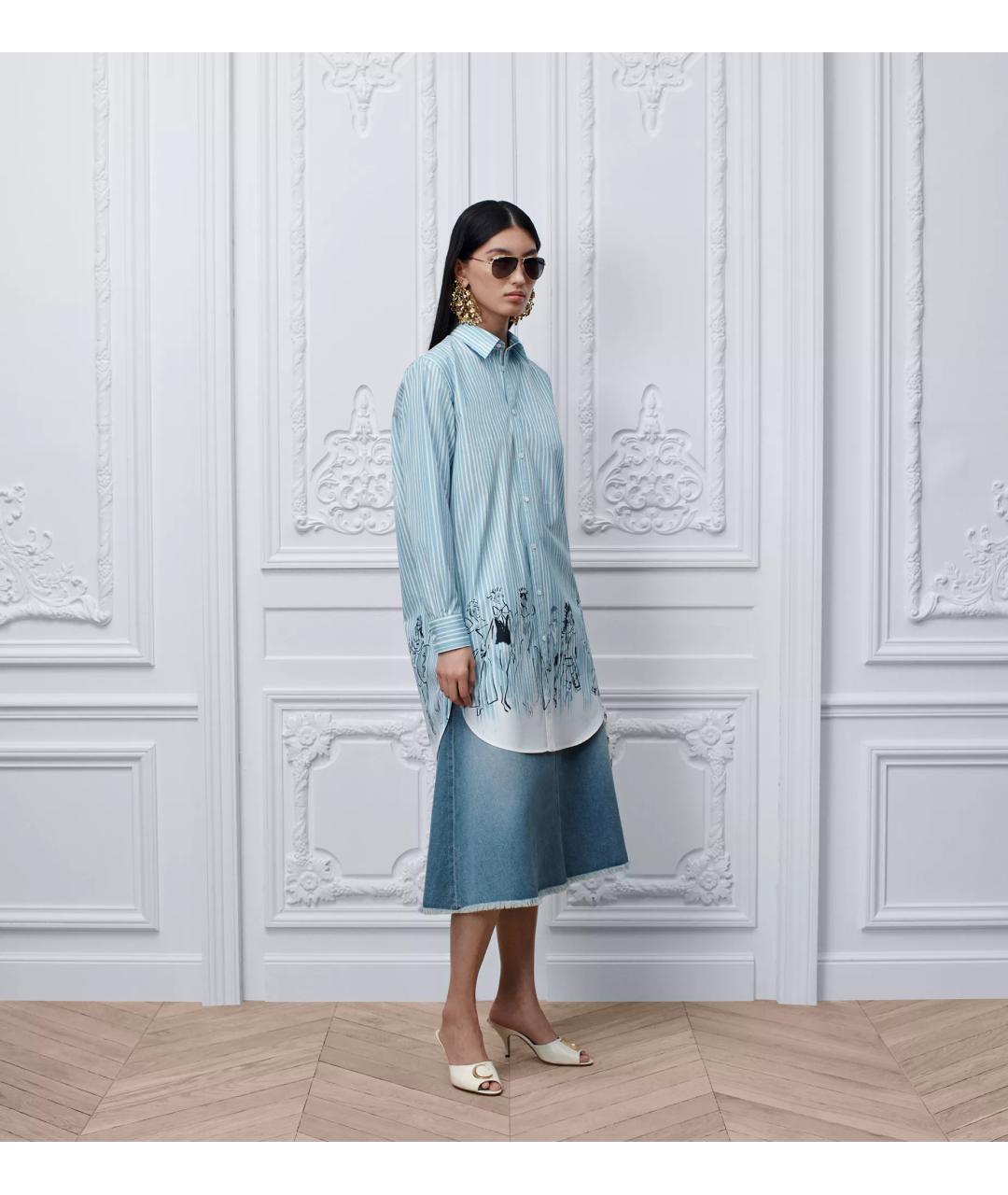 CHRISTIAN DIOR Голубая хлопковая рубашка, фото 2