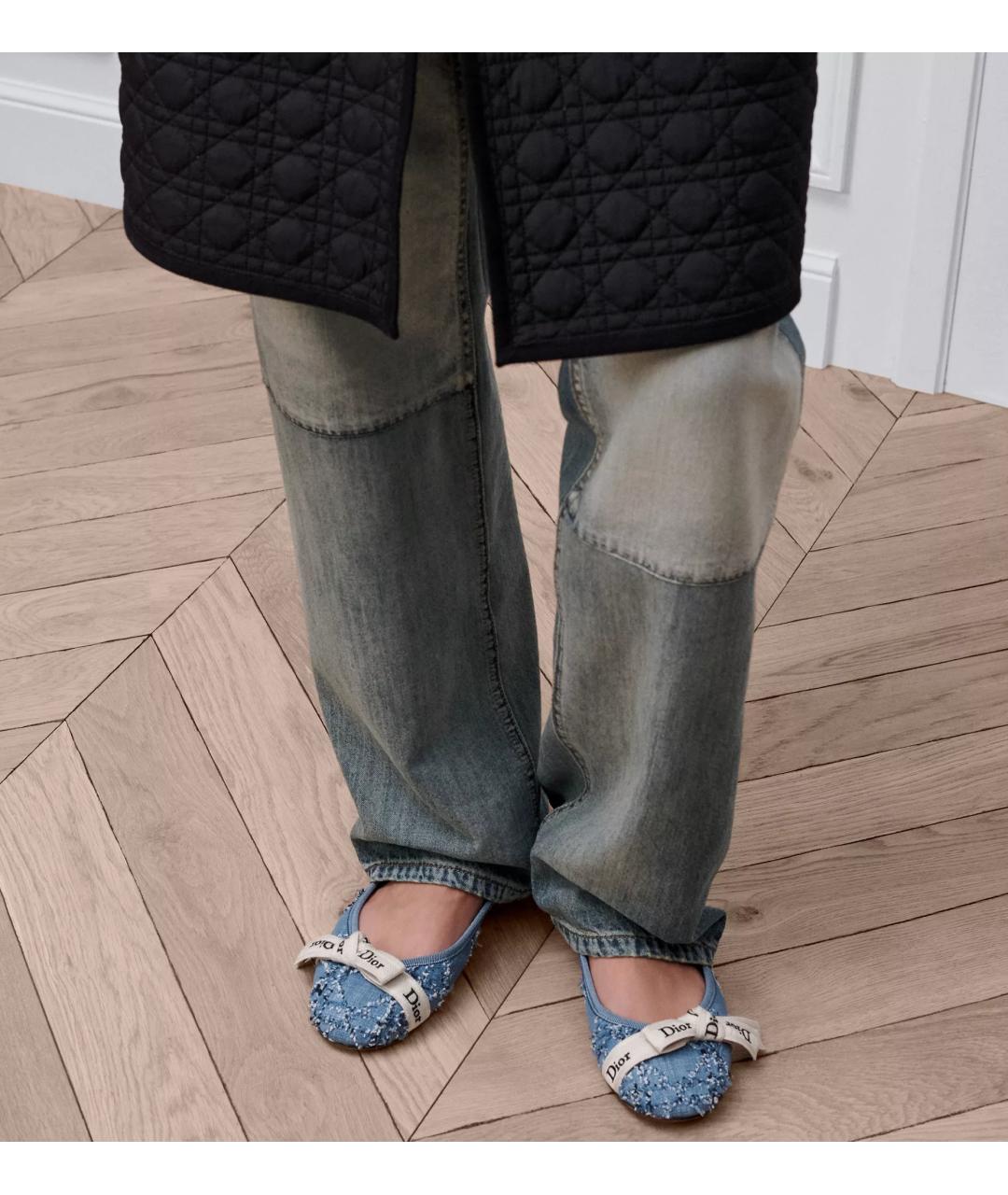 CHRISTIAN DIOR Голубые текстильные балетки, фото 2
