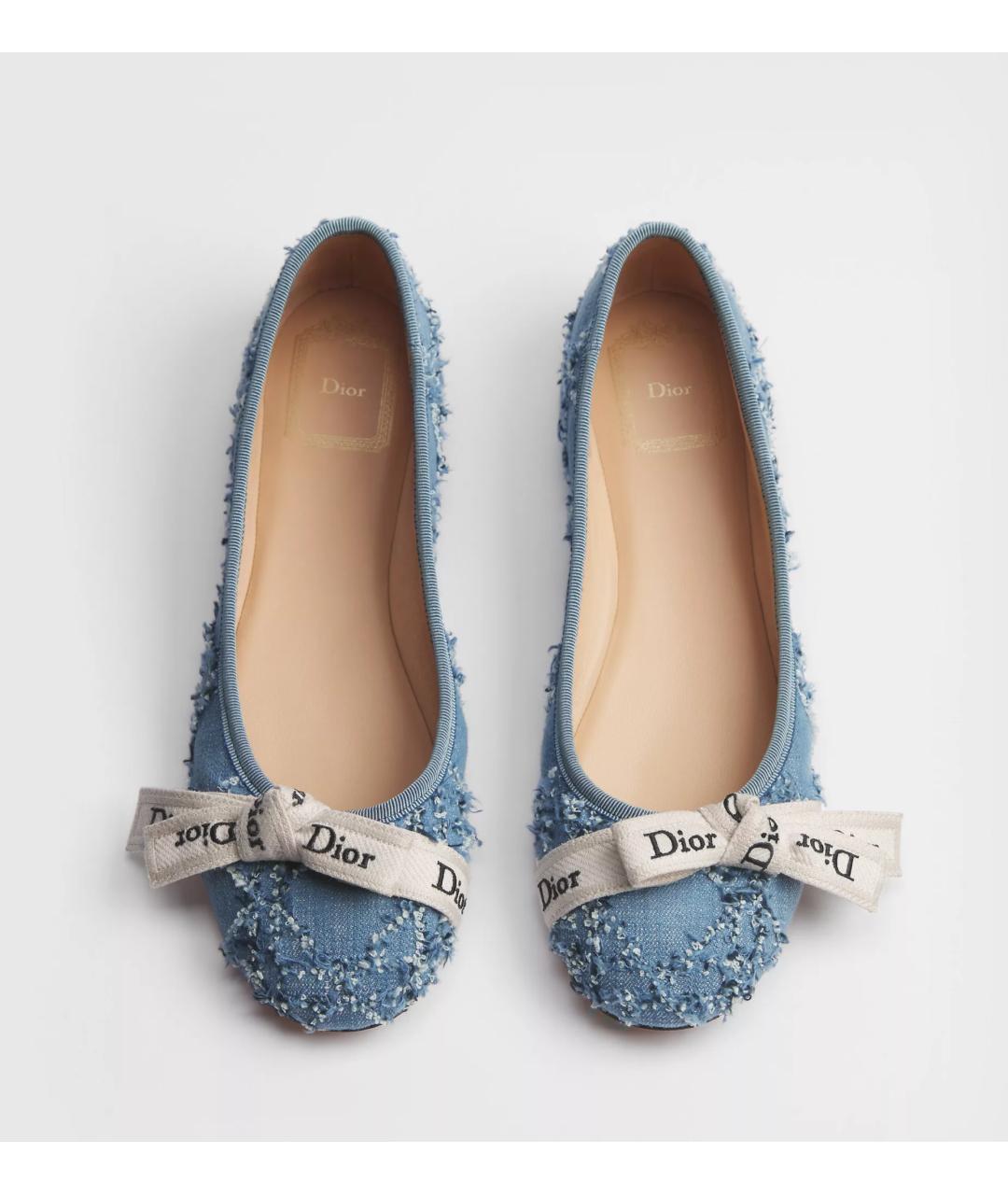 CHRISTIAN DIOR Голубые текстильные балетки, фото 4
