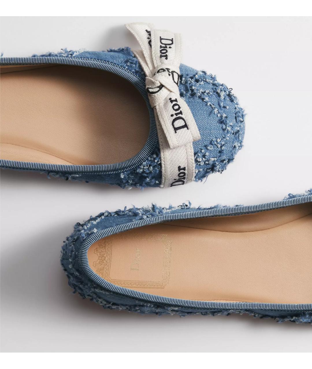 CHRISTIAN DIOR Голубые текстильные балетки, фото 7