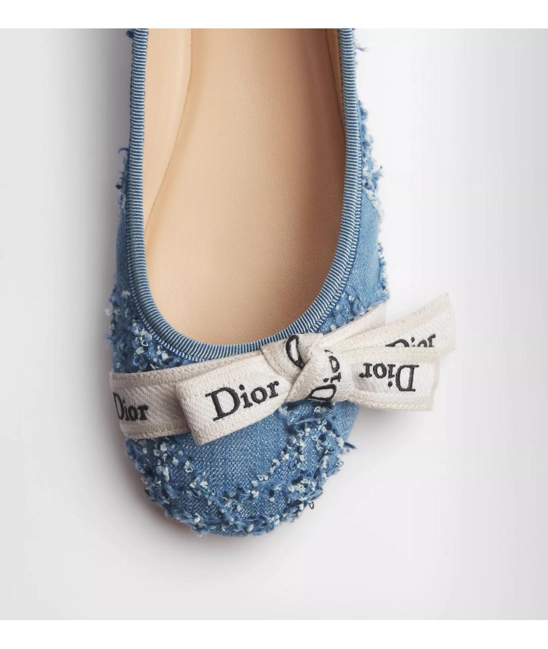 CHRISTIAN DIOR Голубые текстильные балетки, фото 6