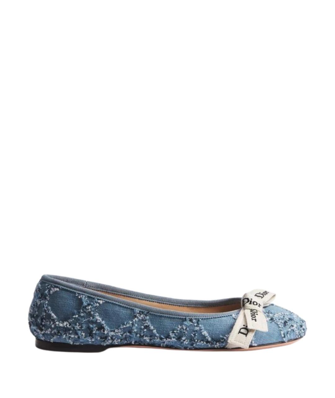 CHRISTIAN DIOR Голубые текстильные балетки, фото 1