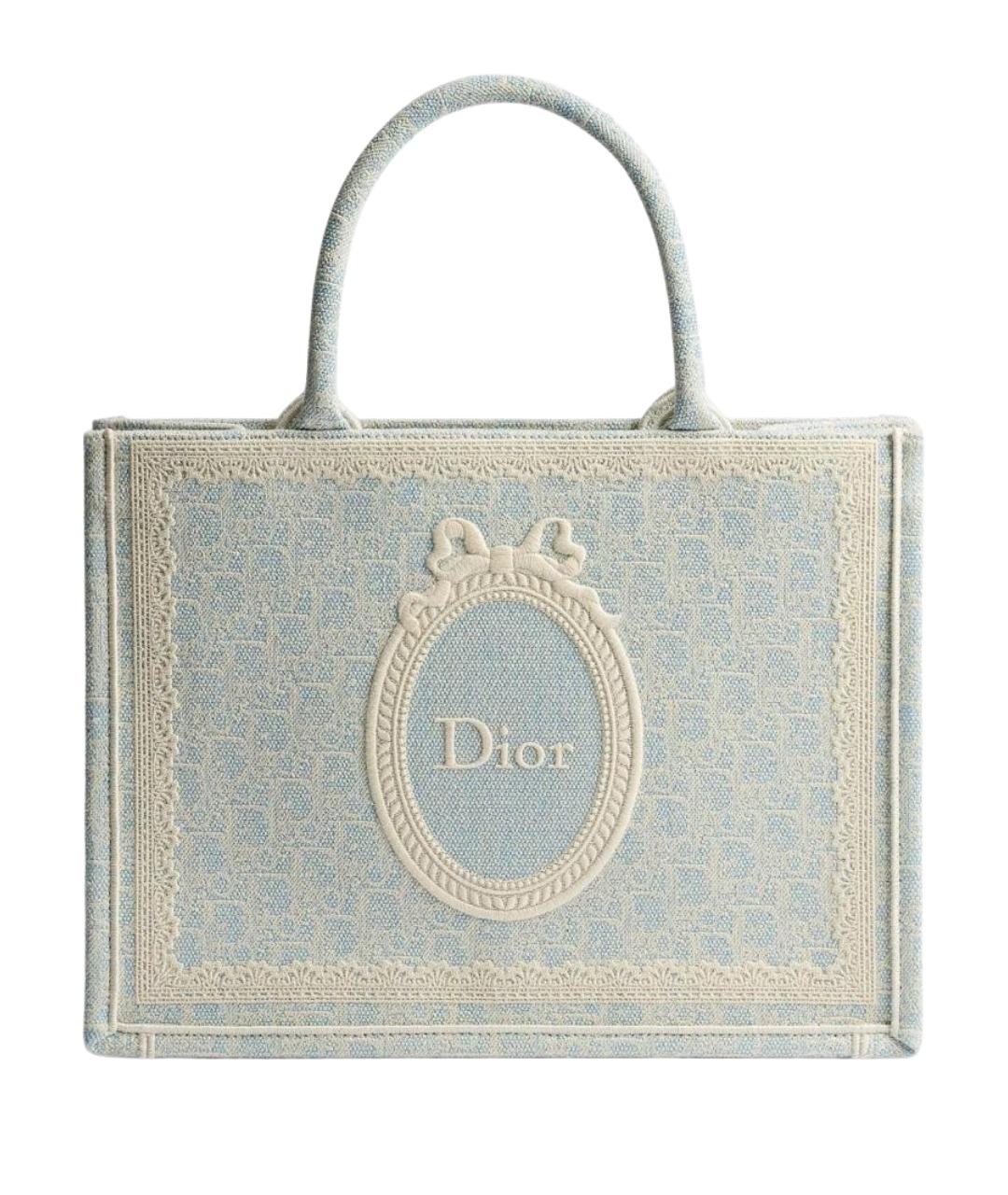 CHRISTIAN DIOR Голубая тканевая сумка тоут, фото 1