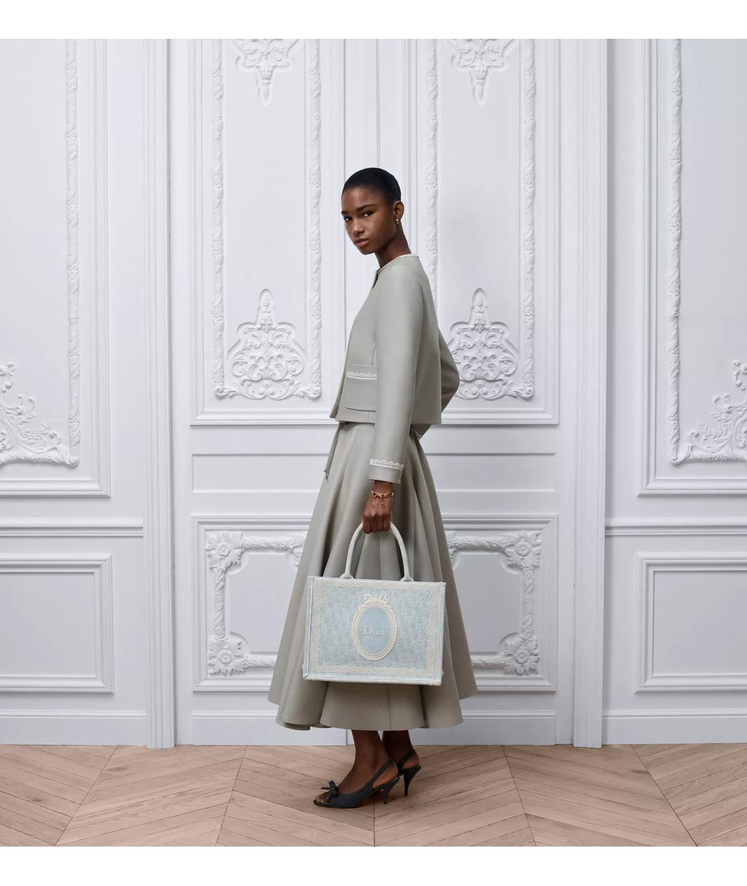 CHRISTIAN DIOR Голубая тканевая сумка тоут, фото 7