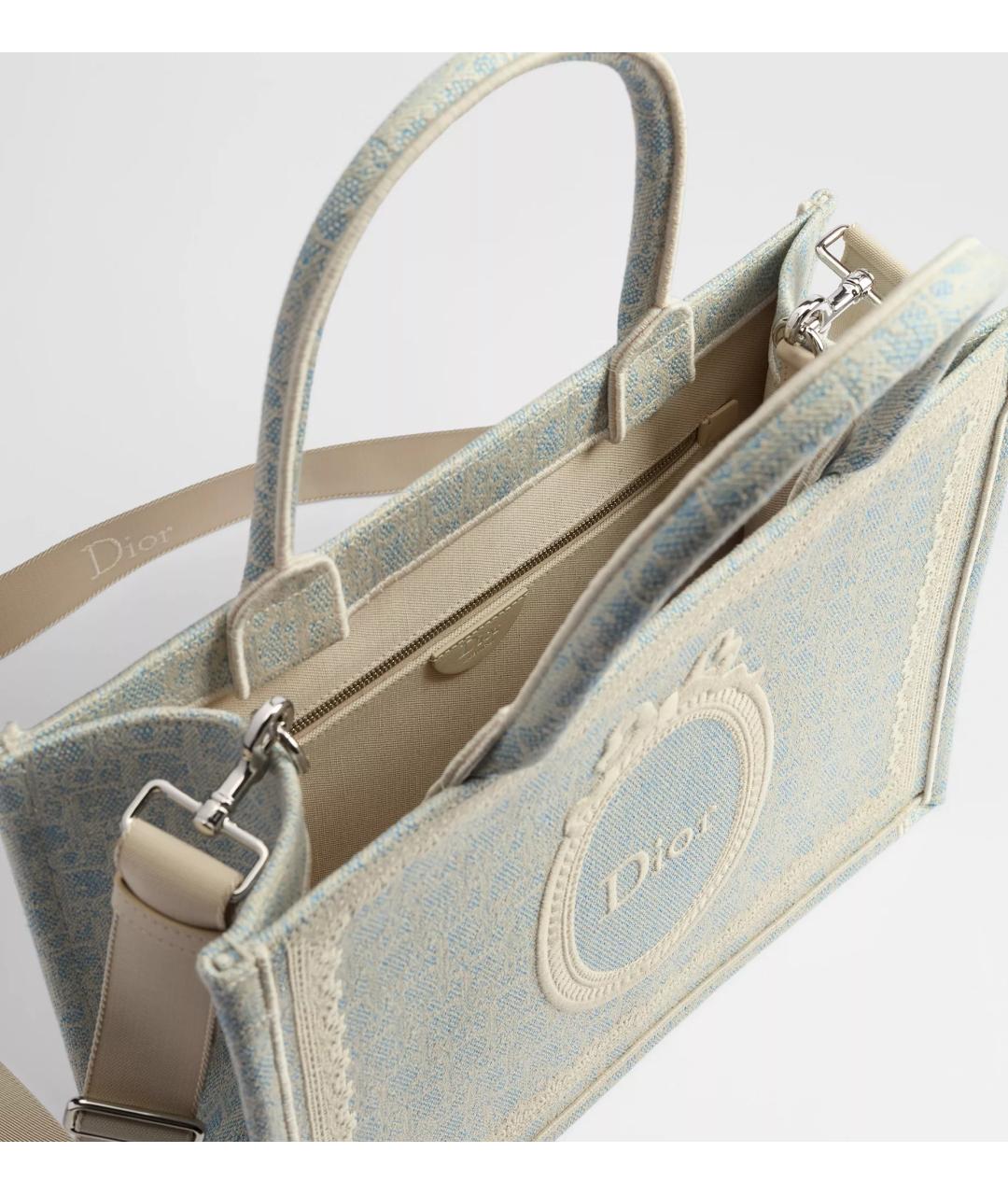 CHRISTIAN DIOR Голубая тканевая сумка тоут, фото 4