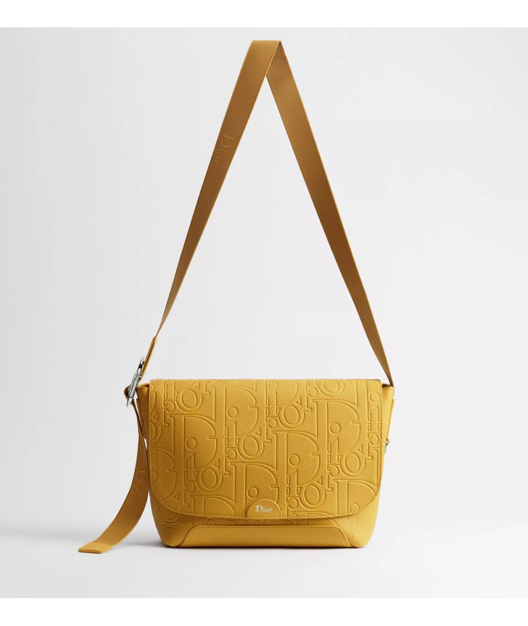 CHRISTIAN DIOR Желтая кожаная сумка на плечо, фото 5
