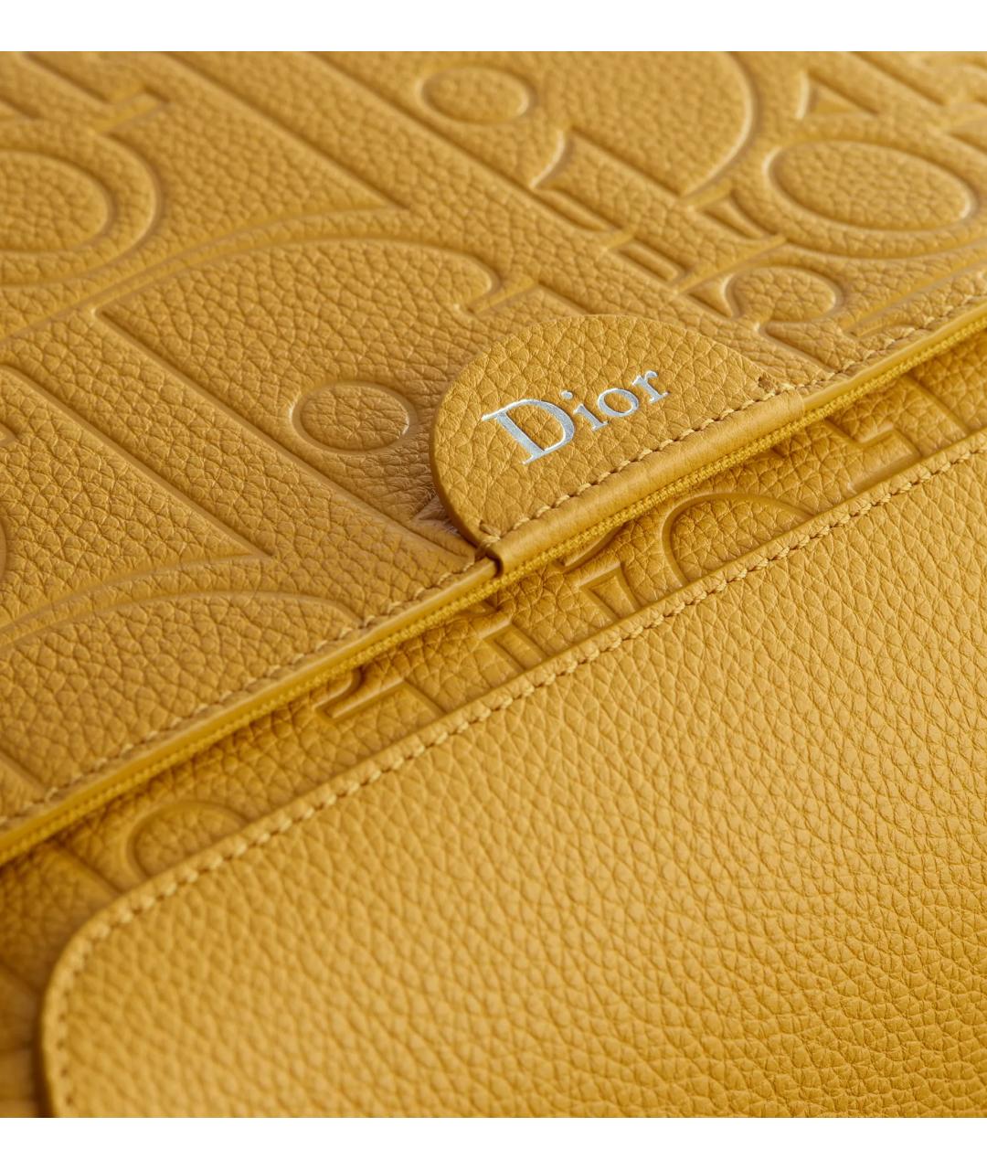 CHRISTIAN DIOR Желтая кожаная сумка на плечо, фото 4