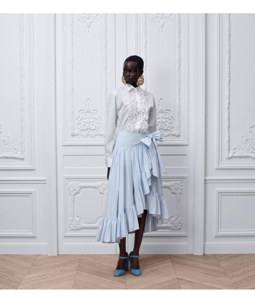 CHRISTIAN DIOR Голубая хлопковая юбка миди, фото 2