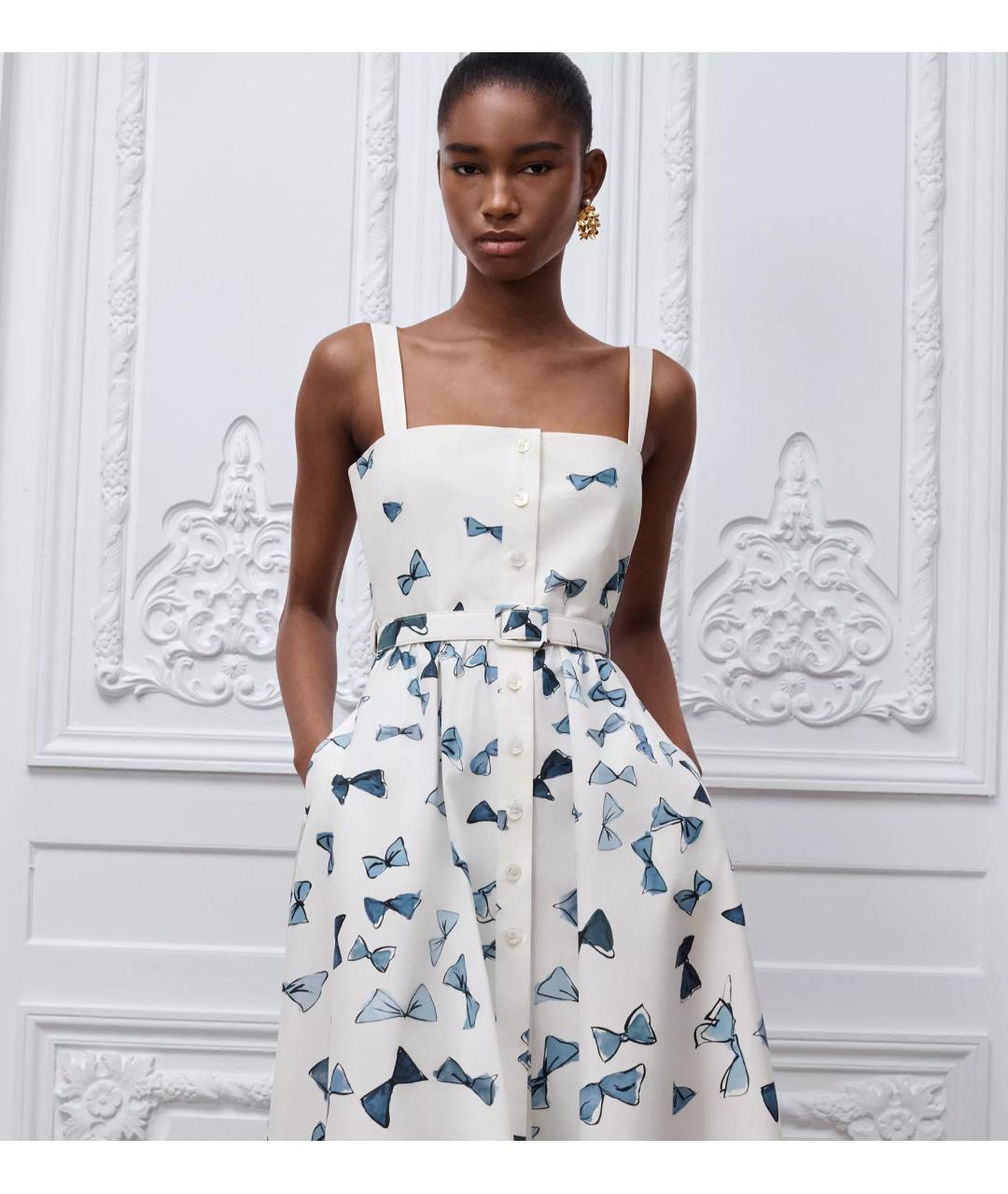 CHRISTIAN DIOR Белое хлопковое повседневное платье, фото 3