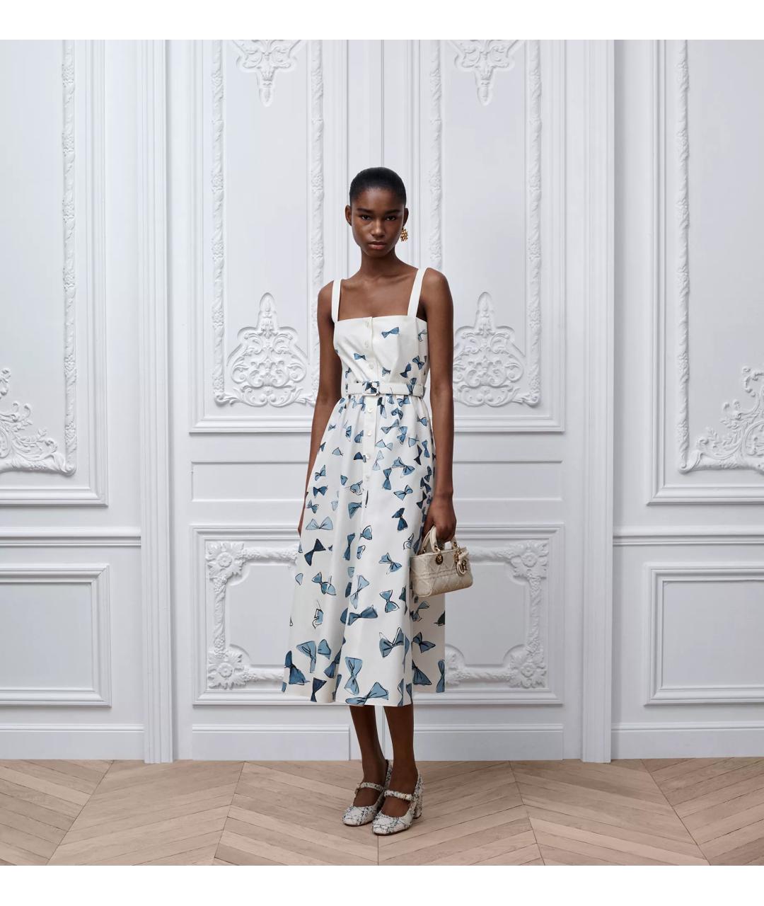 CHRISTIAN DIOR Белое хлопковое повседневное платье, фото 2