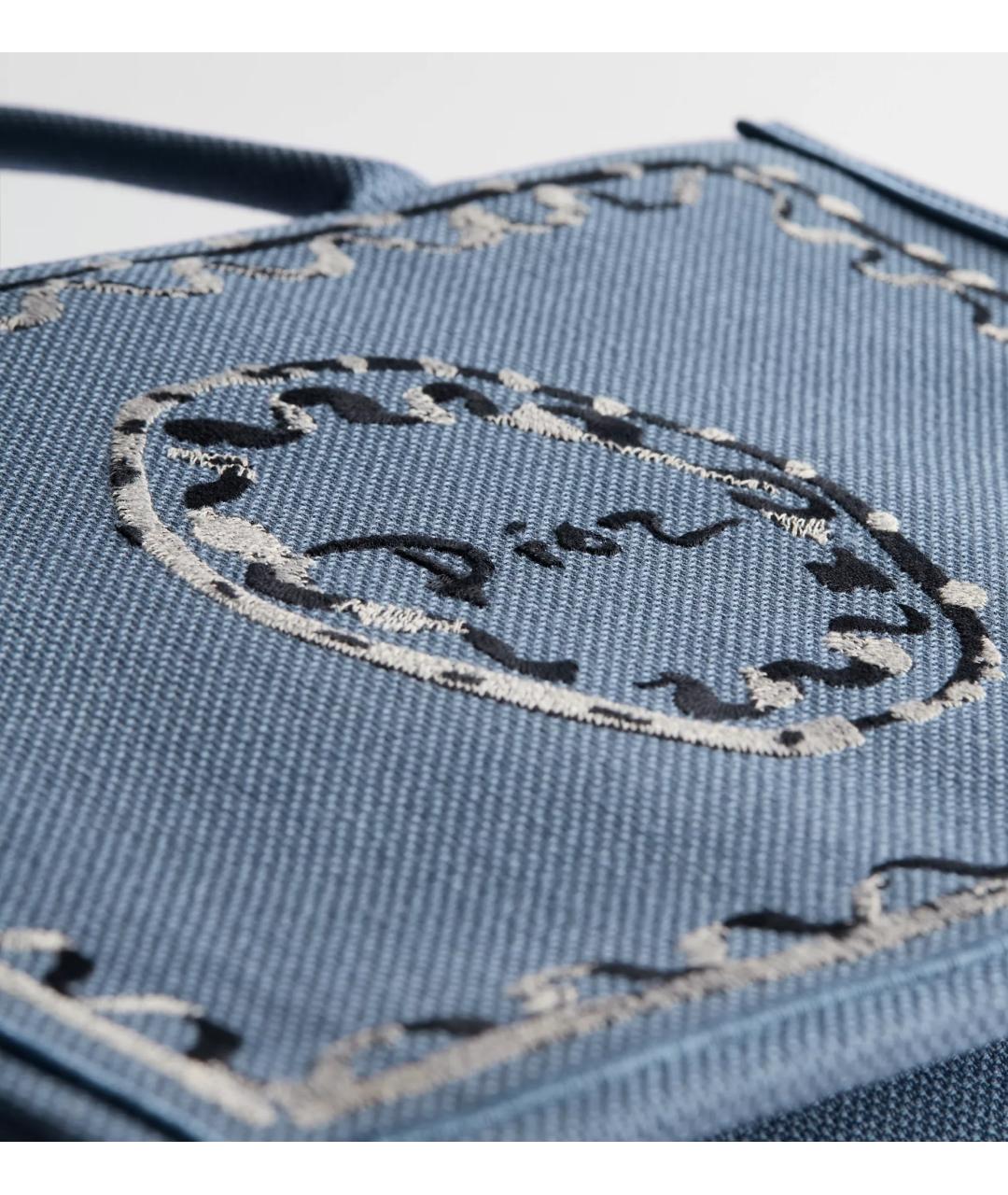 CHRISTIAN DIOR Голубая тканевая сумка тоут, фото 7