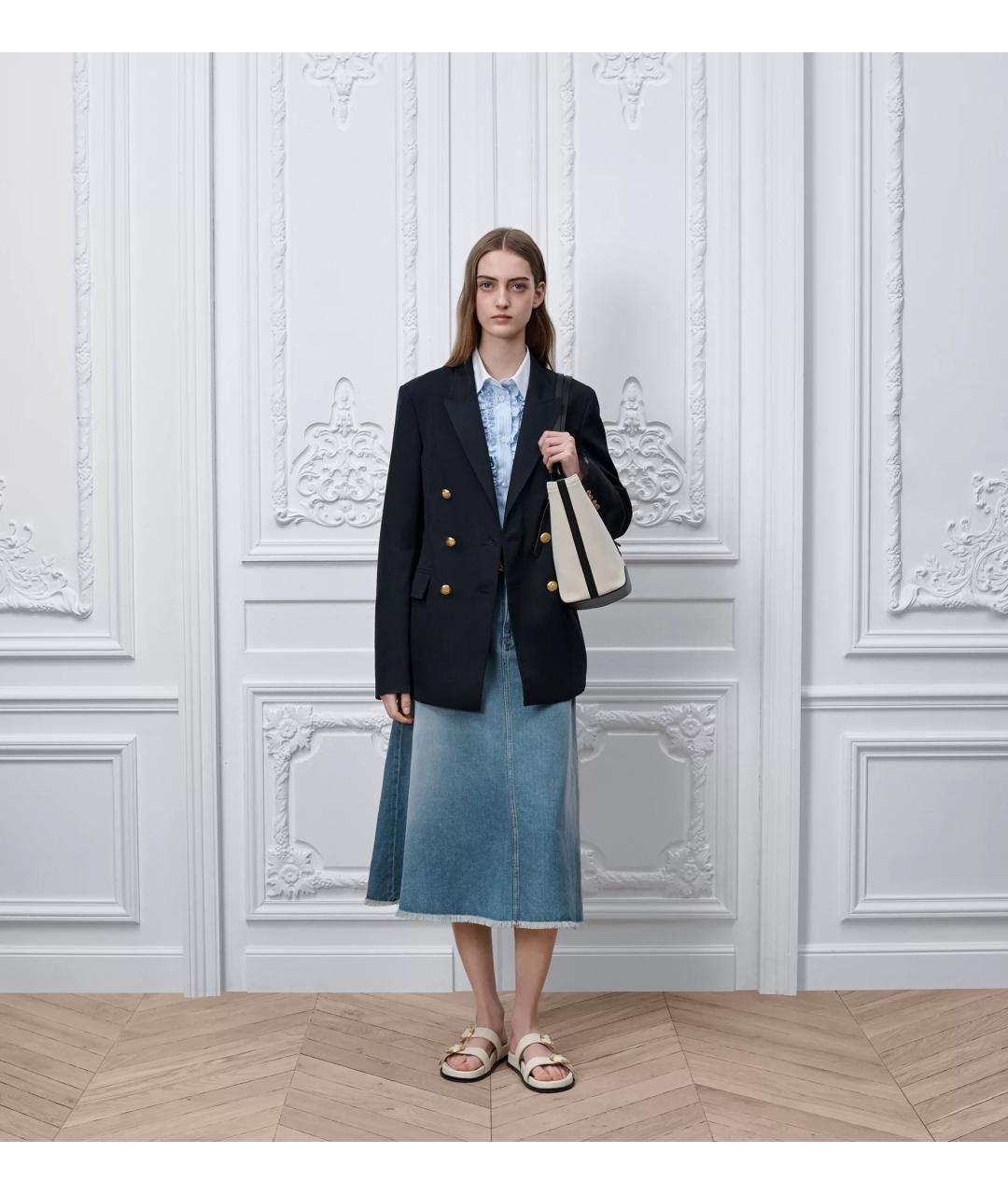 CHRISTIAN DIOR Голубая хлопковая юбка миди, фото 2