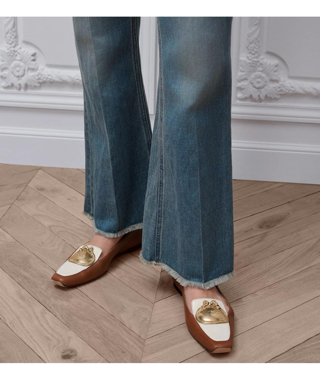CHRISTIAN DIOR Голубые хлопковые джинсы клеш, фото 3