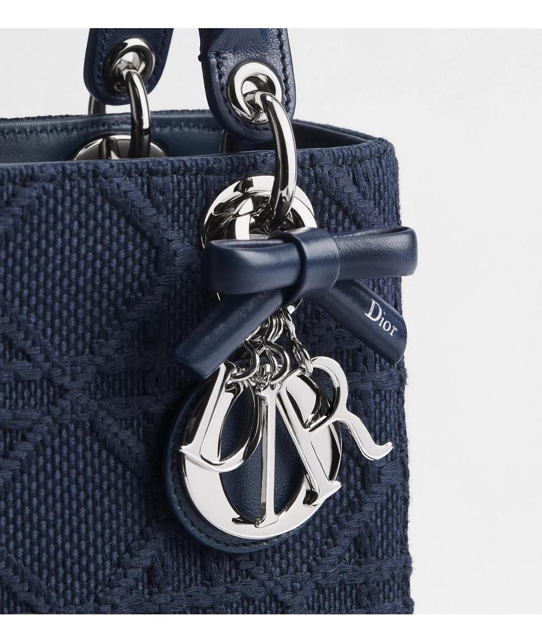 CHRISTIAN DIOR Темно-синяя тканевая сумка с короткими ручками, фото 5