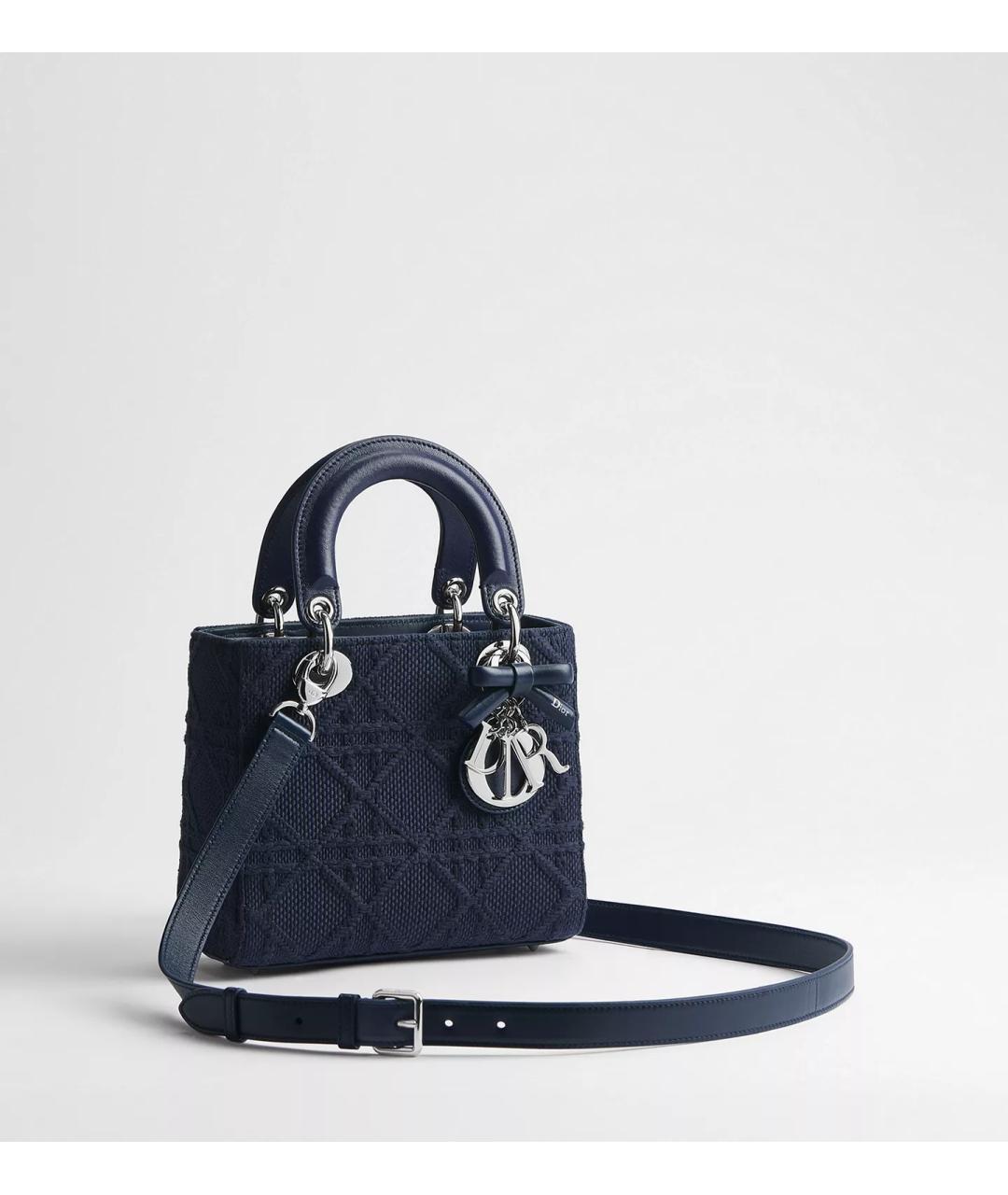 CHRISTIAN DIOR Темно-синяя тканевая сумка с короткими ручками, фото 3