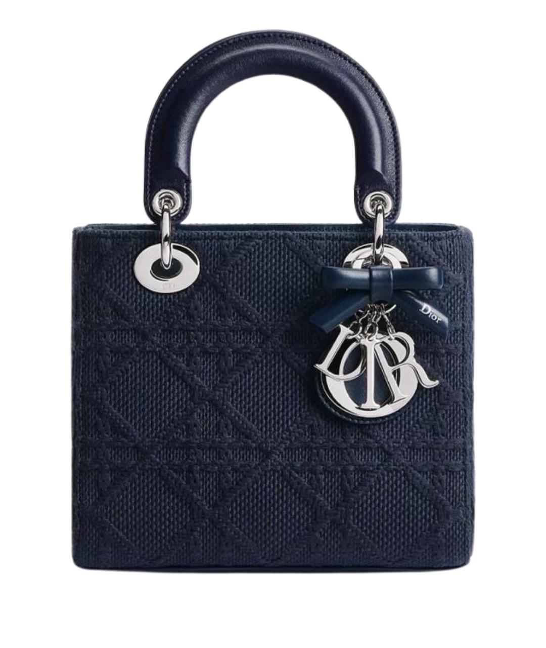 CHRISTIAN DIOR Темно-синяя тканевая сумка с короткими ручками, фото 1