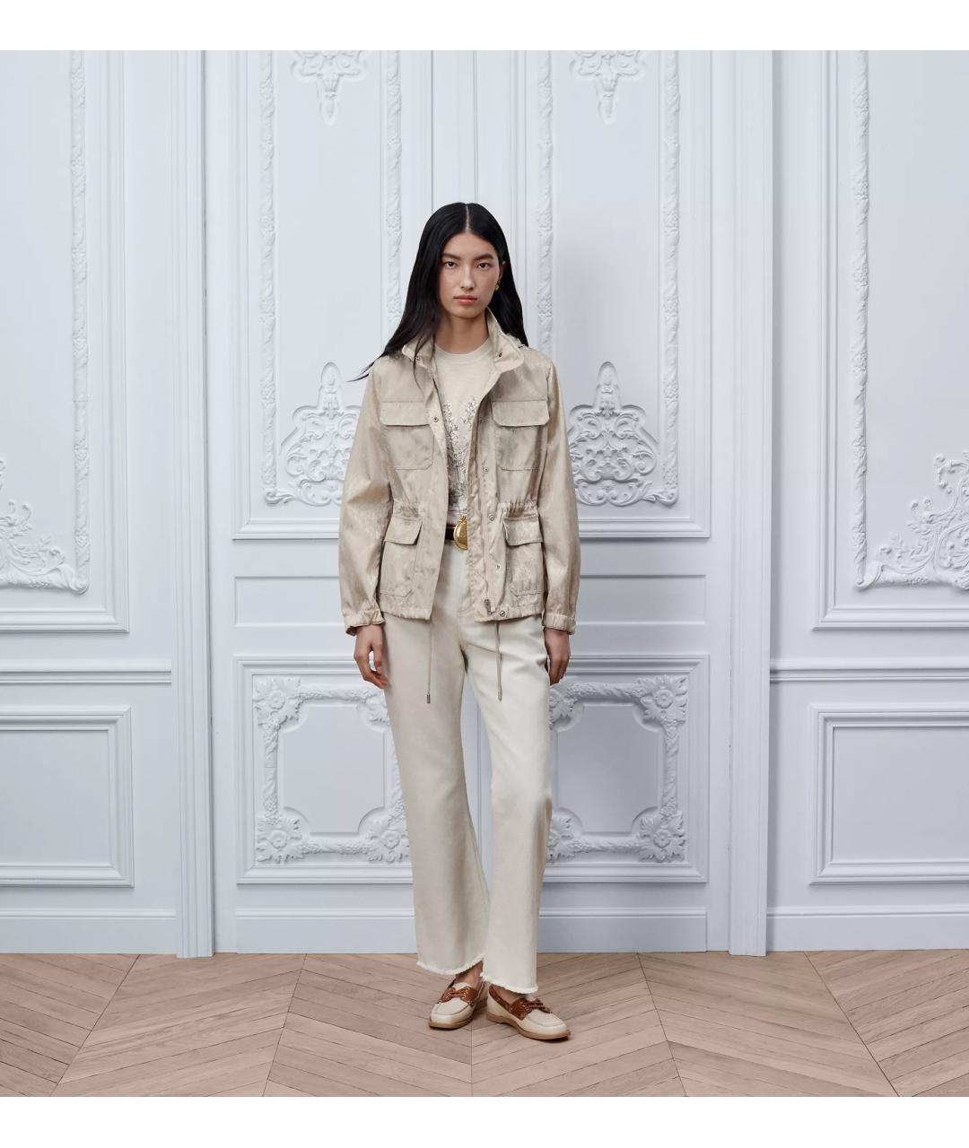 CHRISTIAN DIOR Бежевые хлопковые прямые джинсы, фото 2