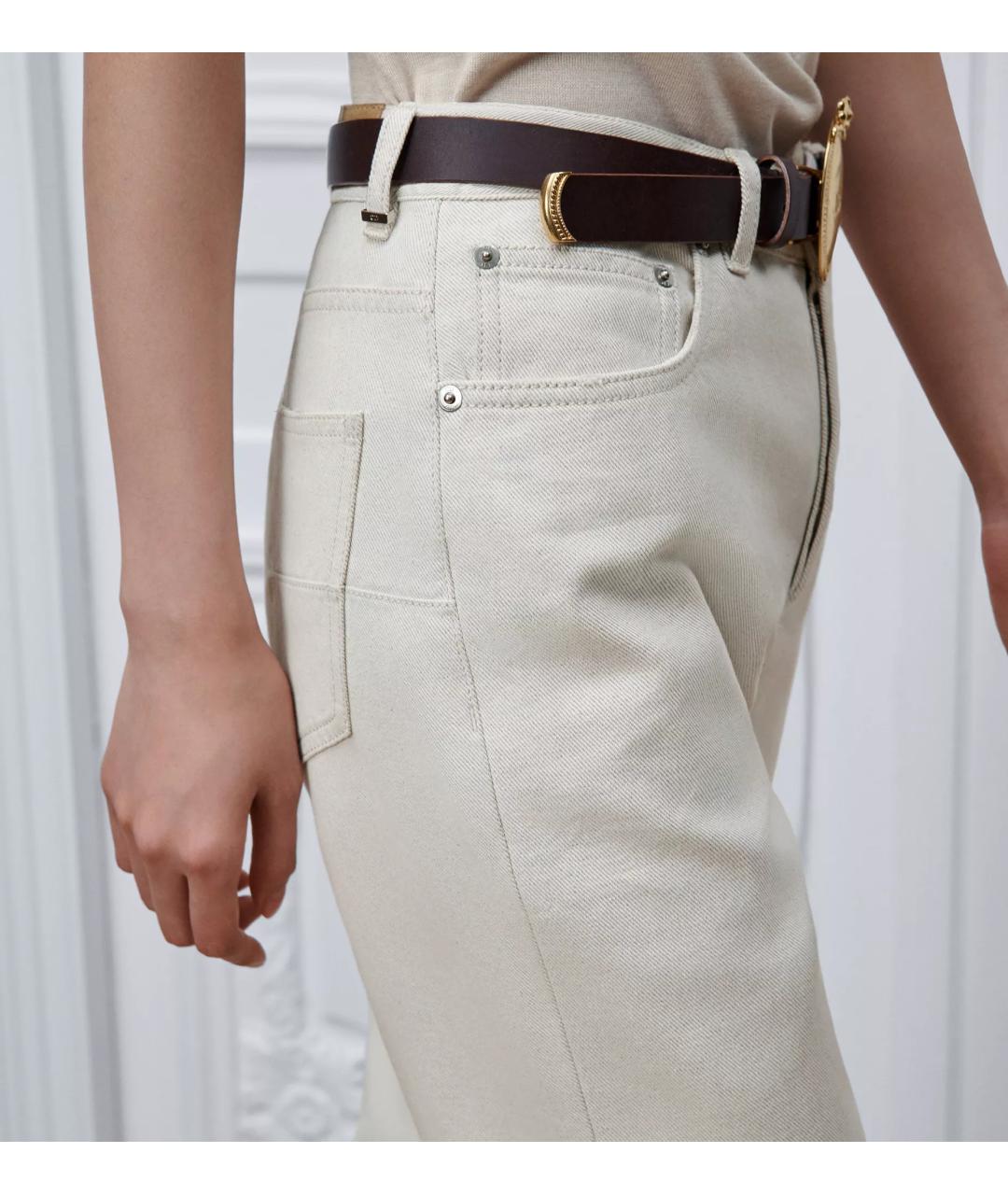 CHRISTIAN DIOR Бежевые хлопковые прямые джинсы, фото 4