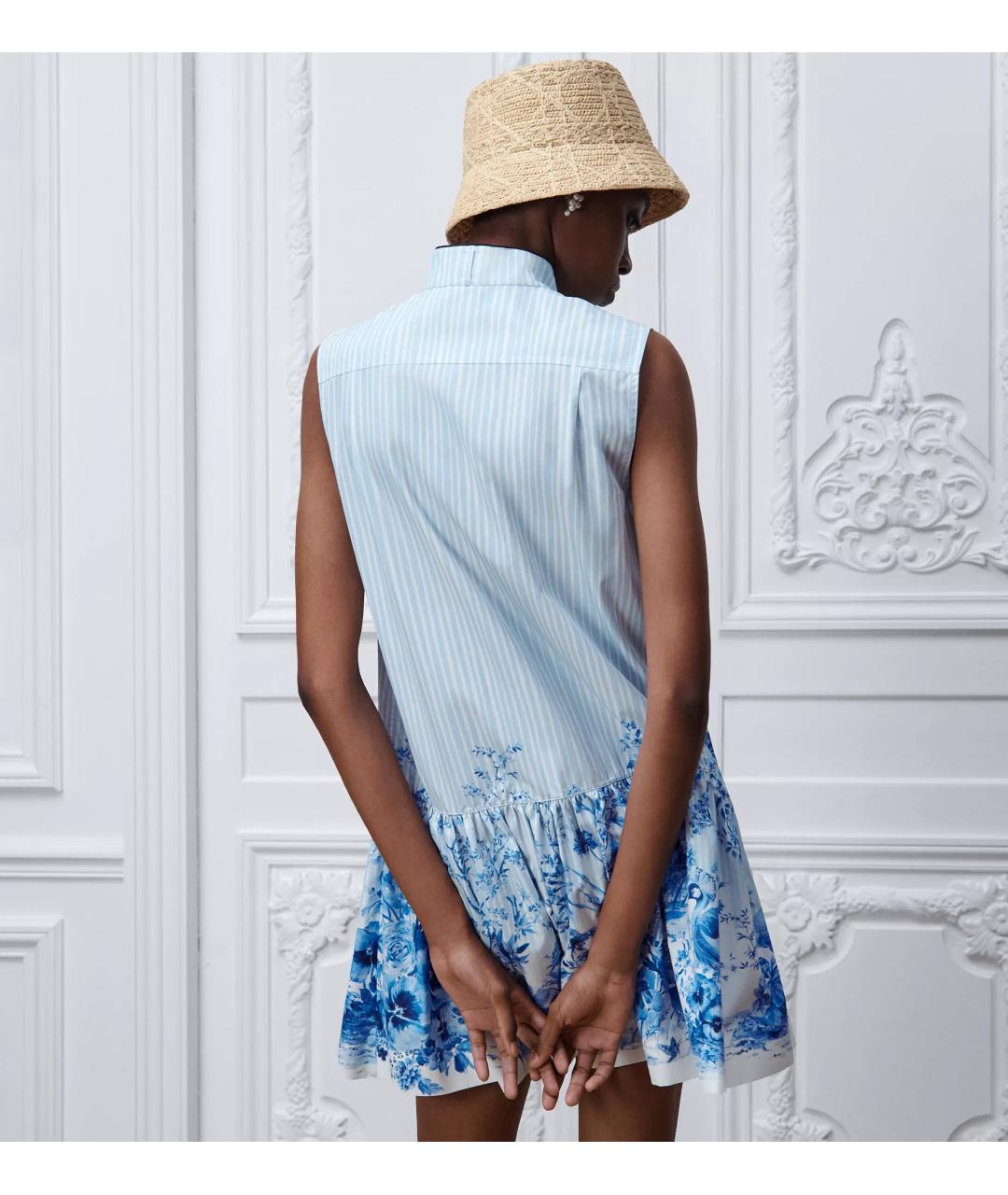 CHRISTIAN DIOR Голубое хлопковое повседневное платье, фото 4