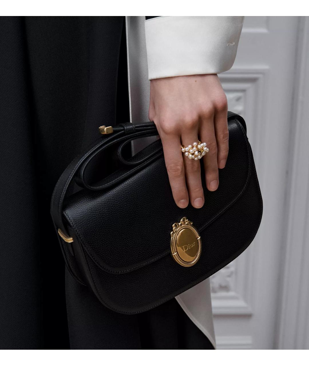 CHRISTIAN DIOR Черная кожаная сумка через плечо, фото 3