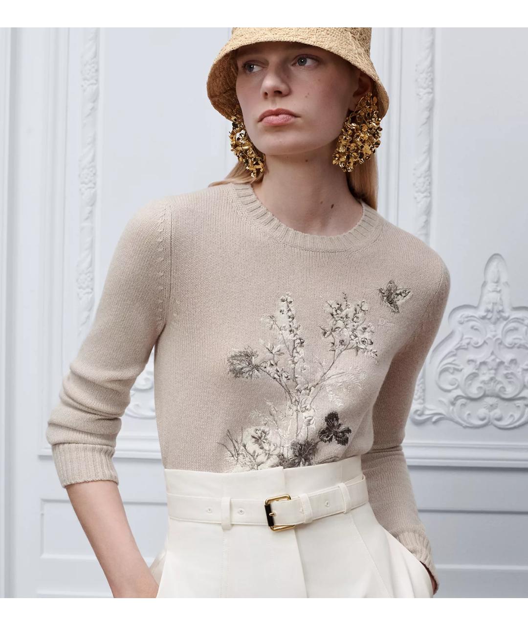CHRISTIAN DIOR Бежевый кашемировый джемпер / свитер, фото 3