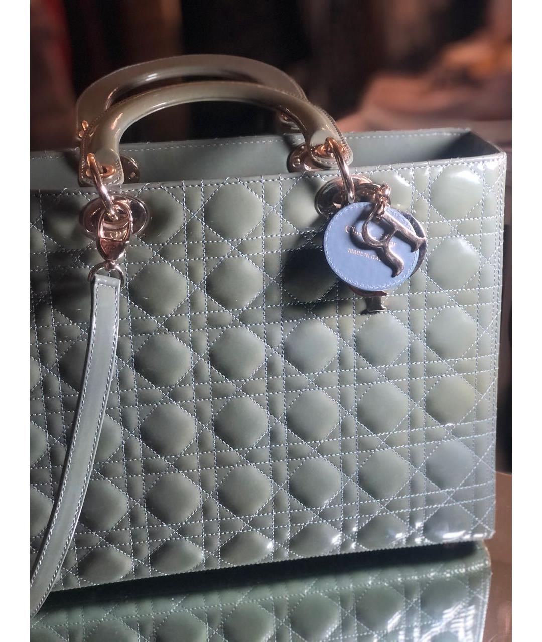 CHRISTIAN DIOR Зеленая сумка через плечо из лакированной кожи, фото 2