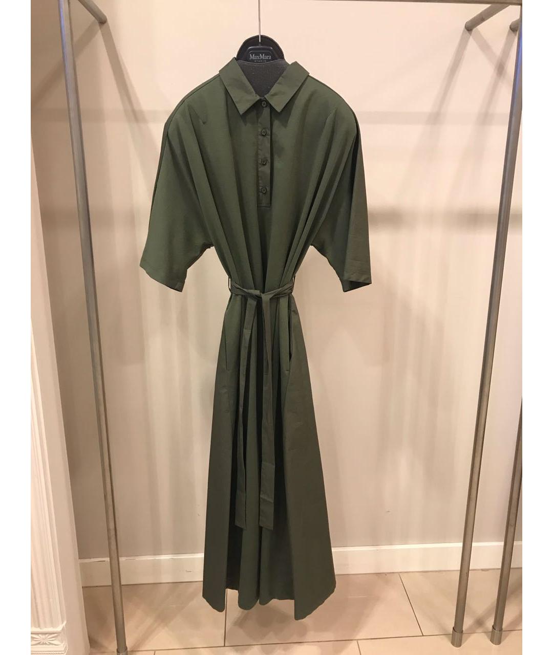 MAX MARA Хаки хлопковое повседневное платье, фото 5