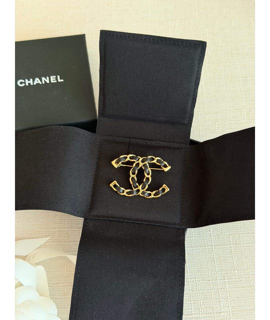 CHANEL Черная кожаная булавка / брошь, фото 2
