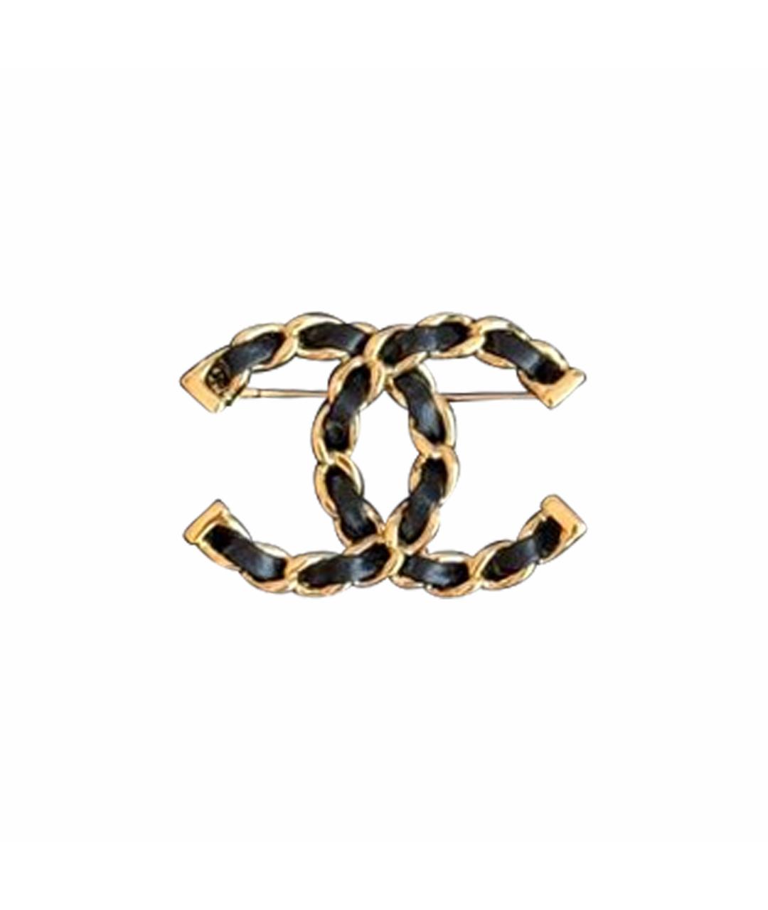 CHANEL Черная кожаная булавка / брошь, фото 1