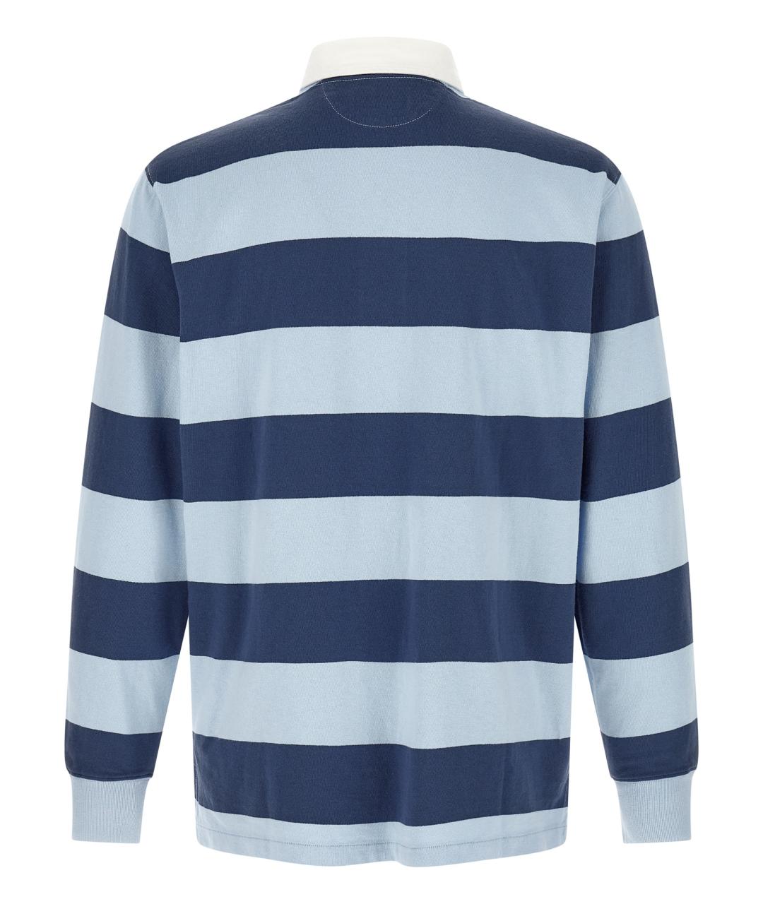 POLO RALPH LAUREN Синее хлопковое поло с длинным рукавом, фото 2