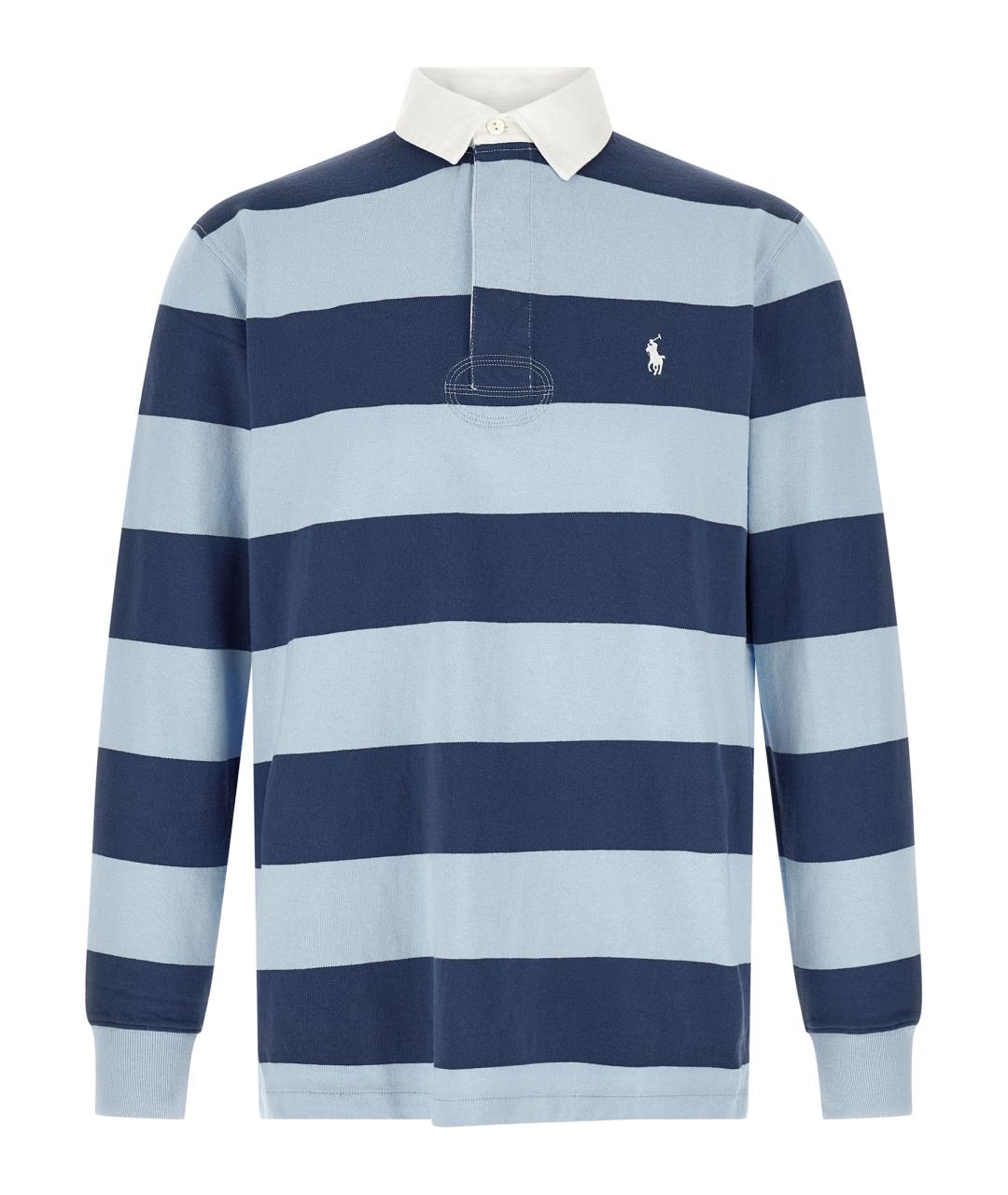 POLO RALPH LAUREN Синее хлопковое поло с длинным рукавом, фото 1
