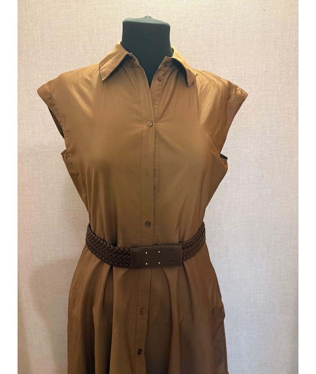 MAX MARA STUDIO Коричневое хлопковое повседневное платье, фото 4