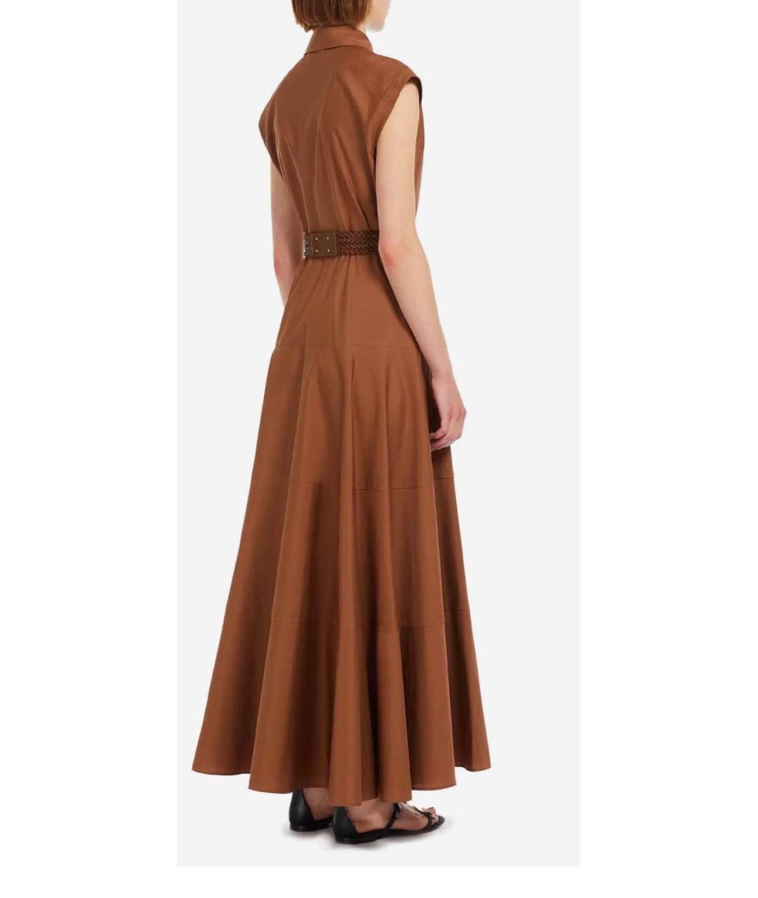 MAX MARA STUDIO Коричневое хлопковое повседневное платье, фото 8