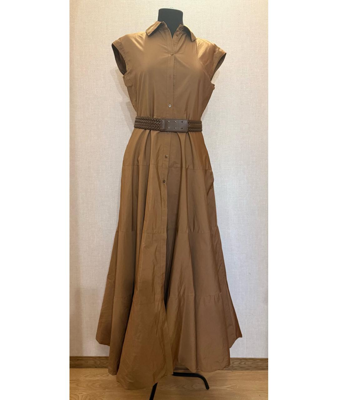 MAX MARA STUDIO Коричневое хлопковое повседневное платье, фото 9