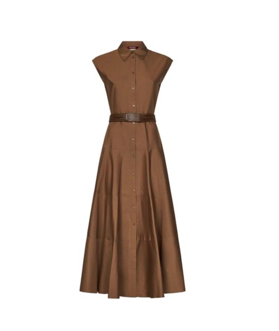 MAX MARA STUDIO Коричневое хлопковое повседневное платье, фото 5